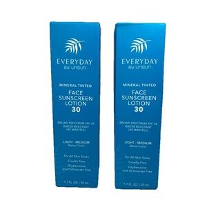 2 Everyday Mineral Tinted Sunscreen Face Spf30 Light  To Medium Matte Lotion New